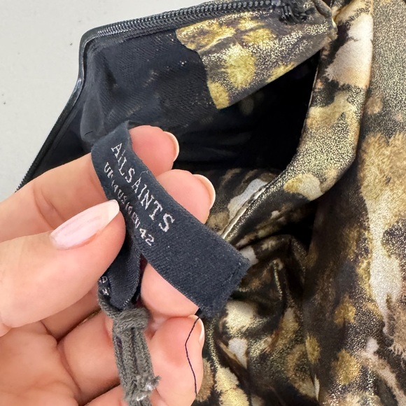 All Saints Lilliana Kettu Draped Dress Gold - Picture 10 of 11